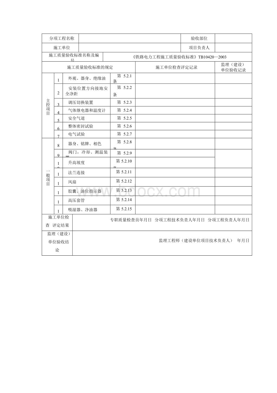 电力检验批质量验收记录表参考资料.doc_第2页