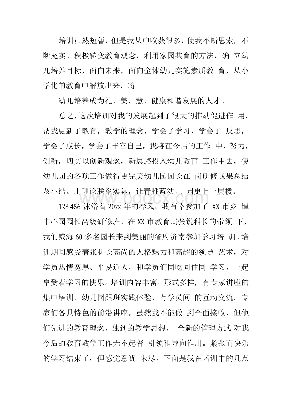 幼儿园园长在岗研修成果总结及小结.docx_第2页