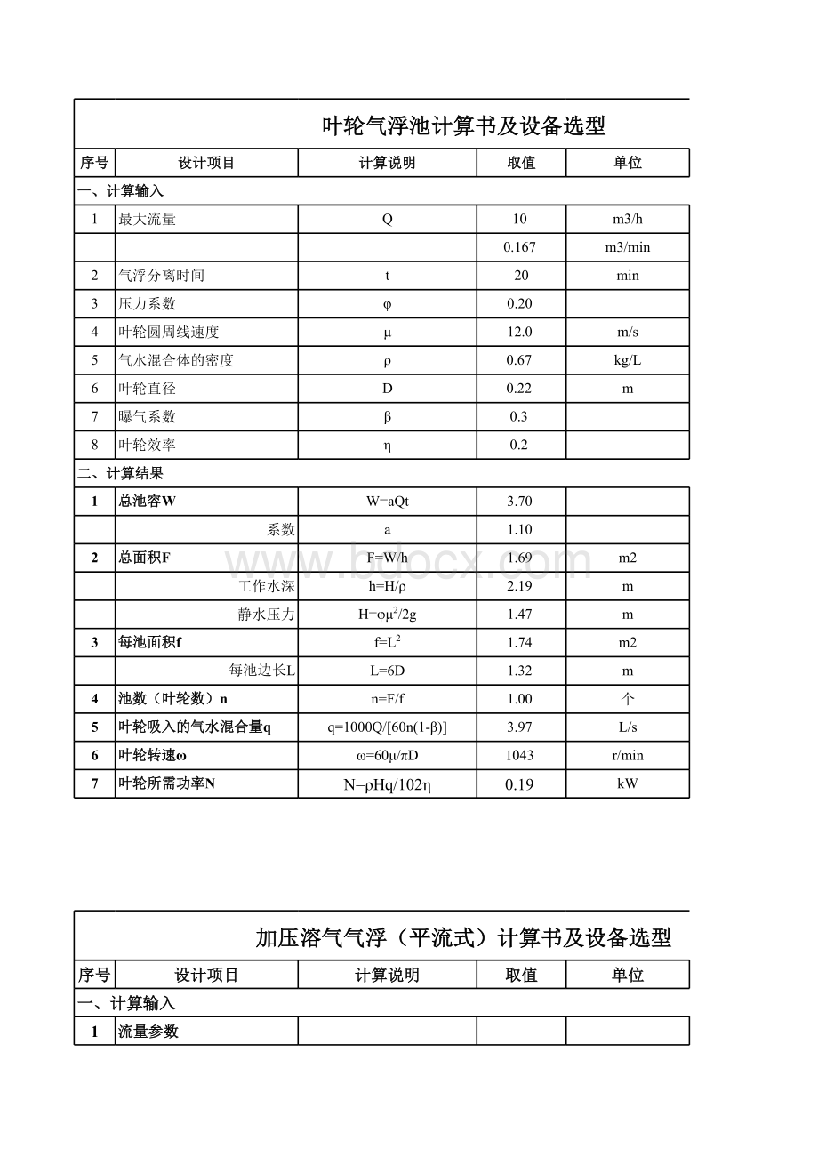 气浮设计计算表格文件下载.xls_第1页