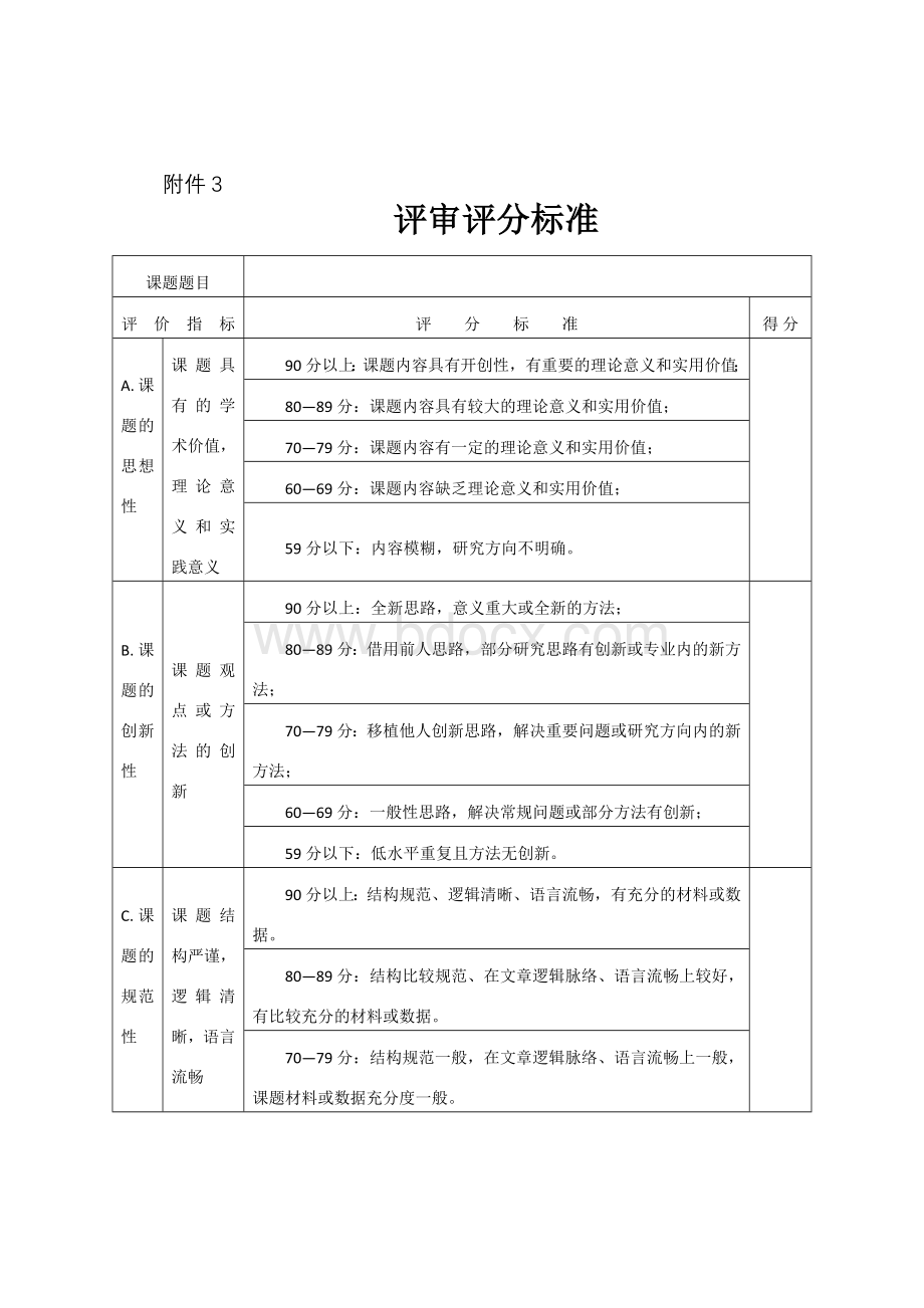 研究课题评审评分标准.doc