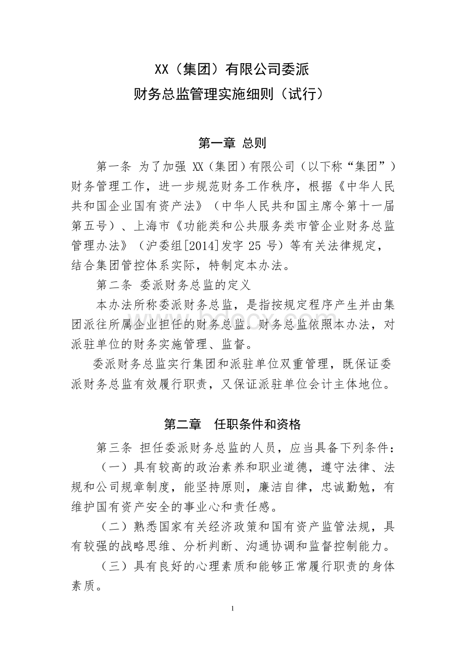 投资公司 委派财务总监管理实施细则Word文档下载推荐.docx