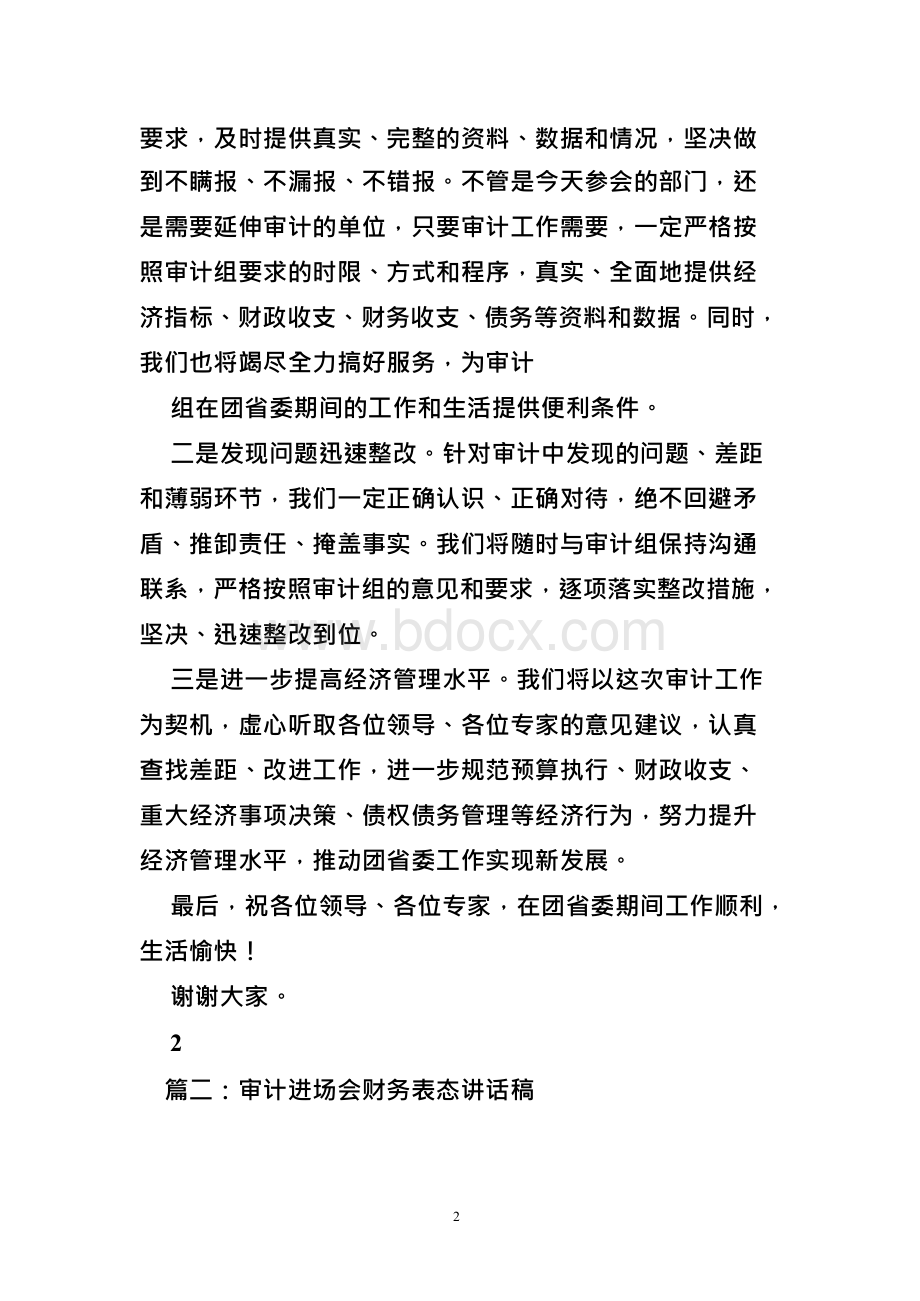 审计发现问题整改落实作表态发言文档格式.docx_第2页