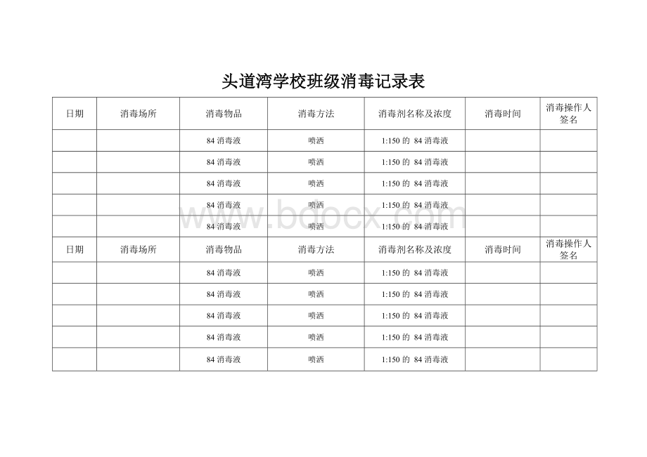 学校消毒记录表.doc_第1页