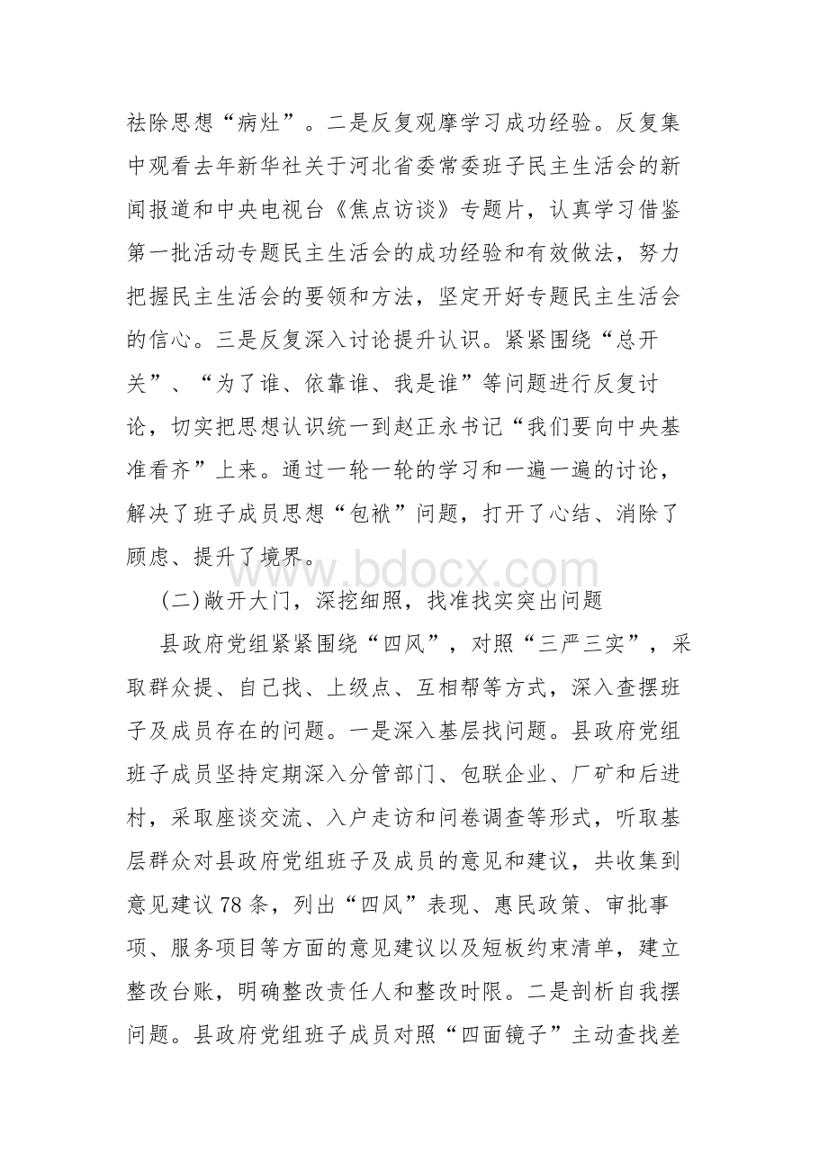 关于政府党组专题民主生活会情况的报告Word文档格式.docx_第2页