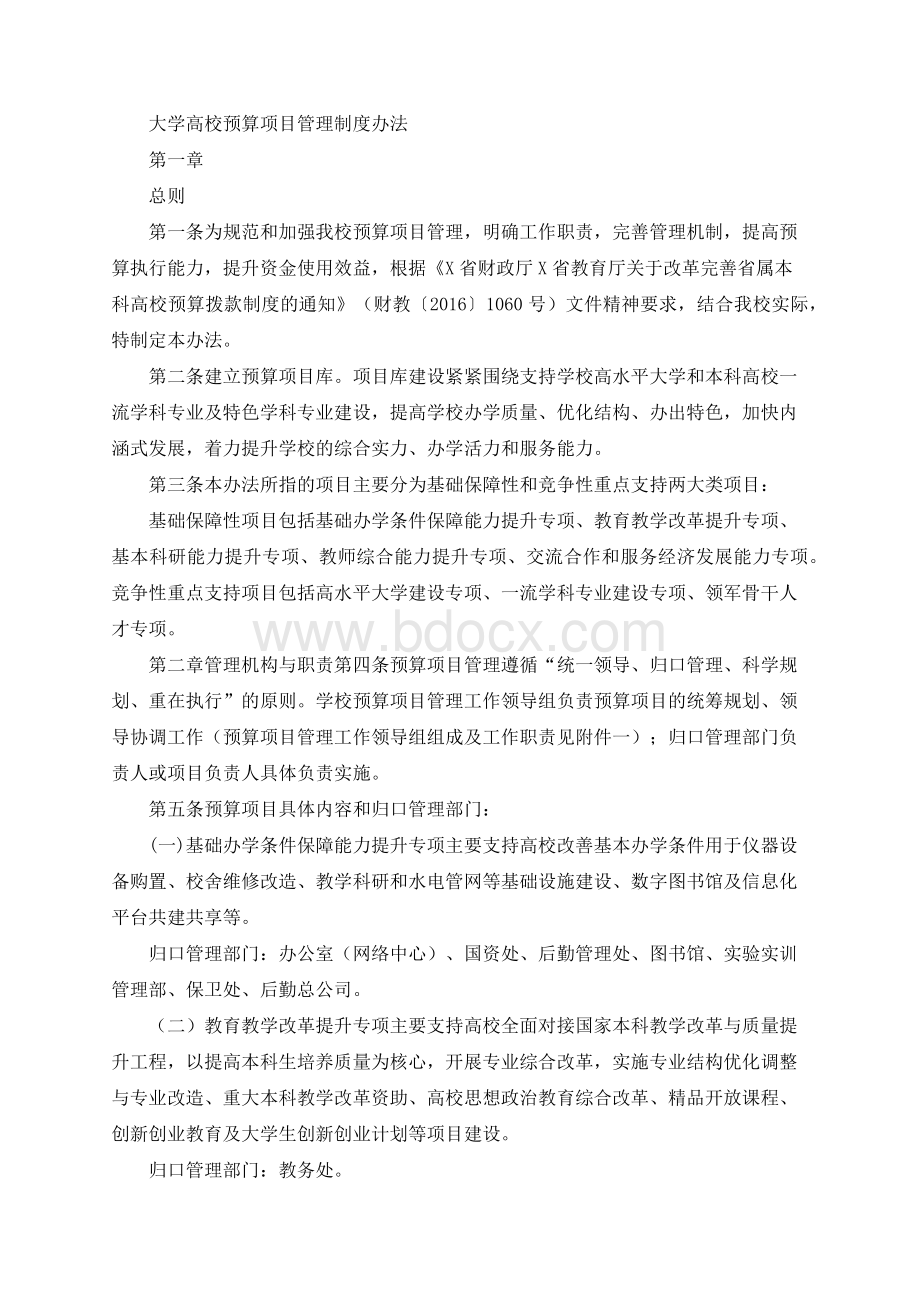 大学高校预算项目管理制度办法.docx_第1页