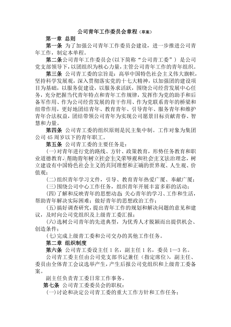 公司青年工作委员会章程Word格式.doc_第1页