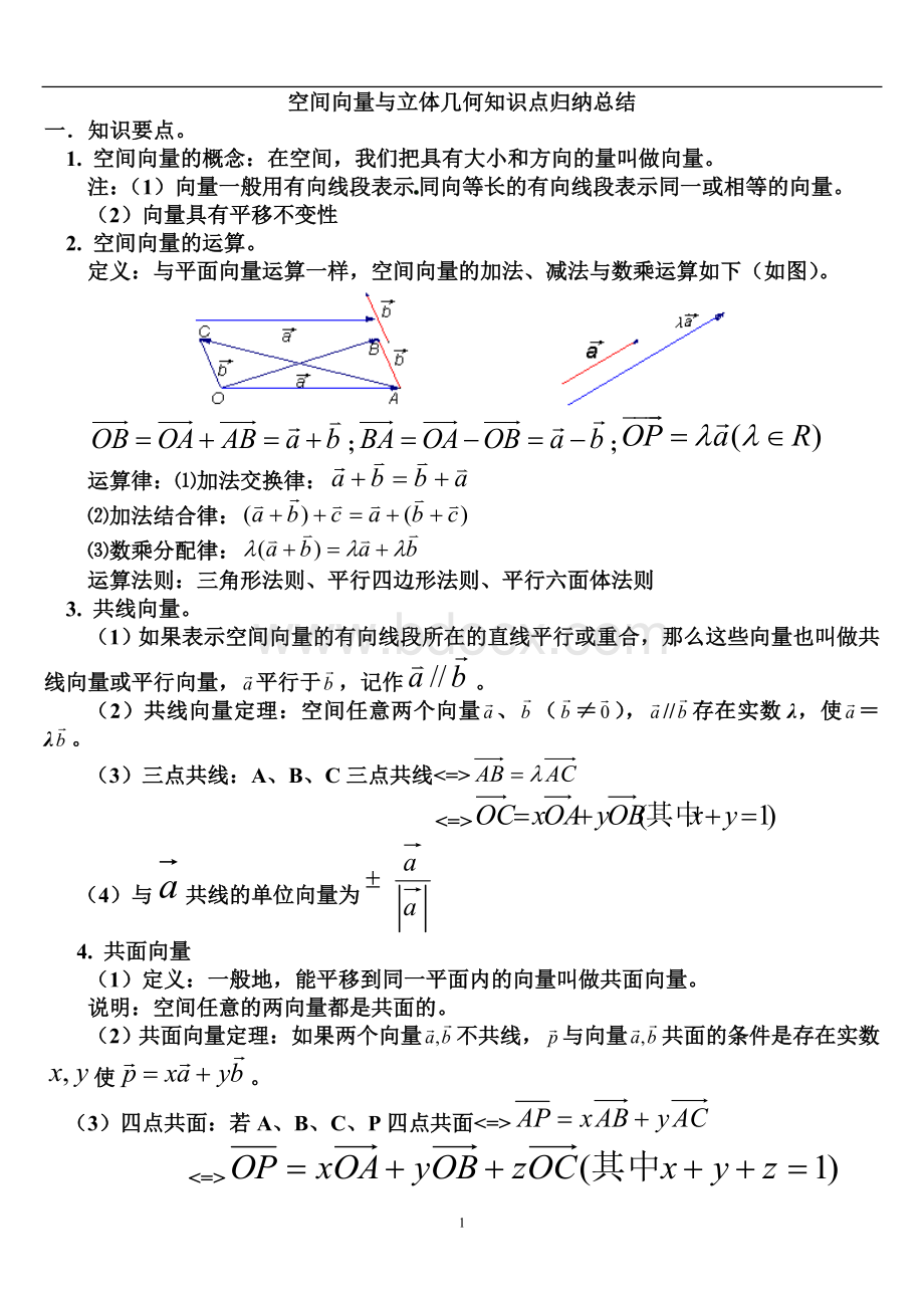 空间向量知识点归纳总结(经典)Word下载.doc