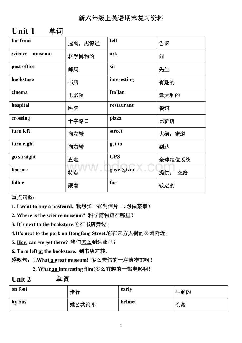 新版PEP六年级英语上册复习资料 练习题.doc