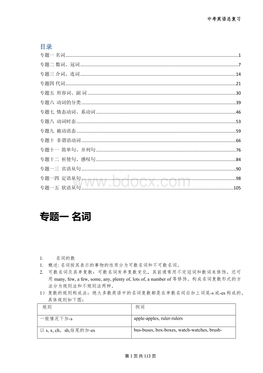 初中英语语法15个专题汇总(附习题及答案).docx_第1页