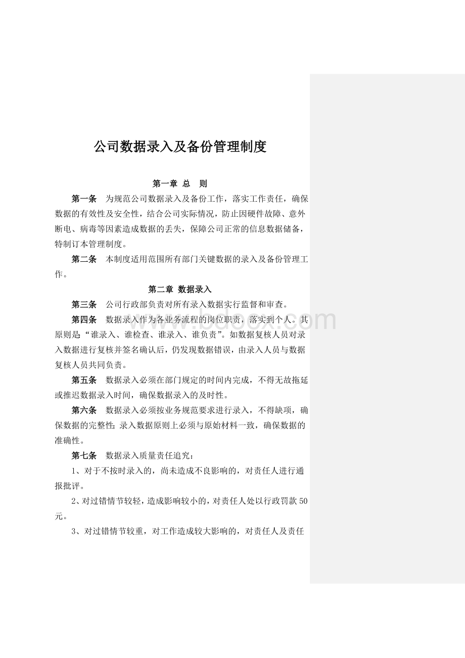 公司数据录入及备份管理制度文档格式.doc_第1页