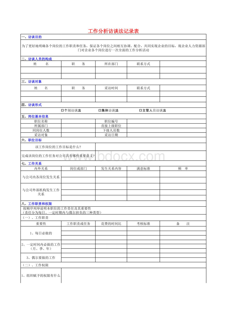 工作分析访谈之2表格文件下载.xls_第1页