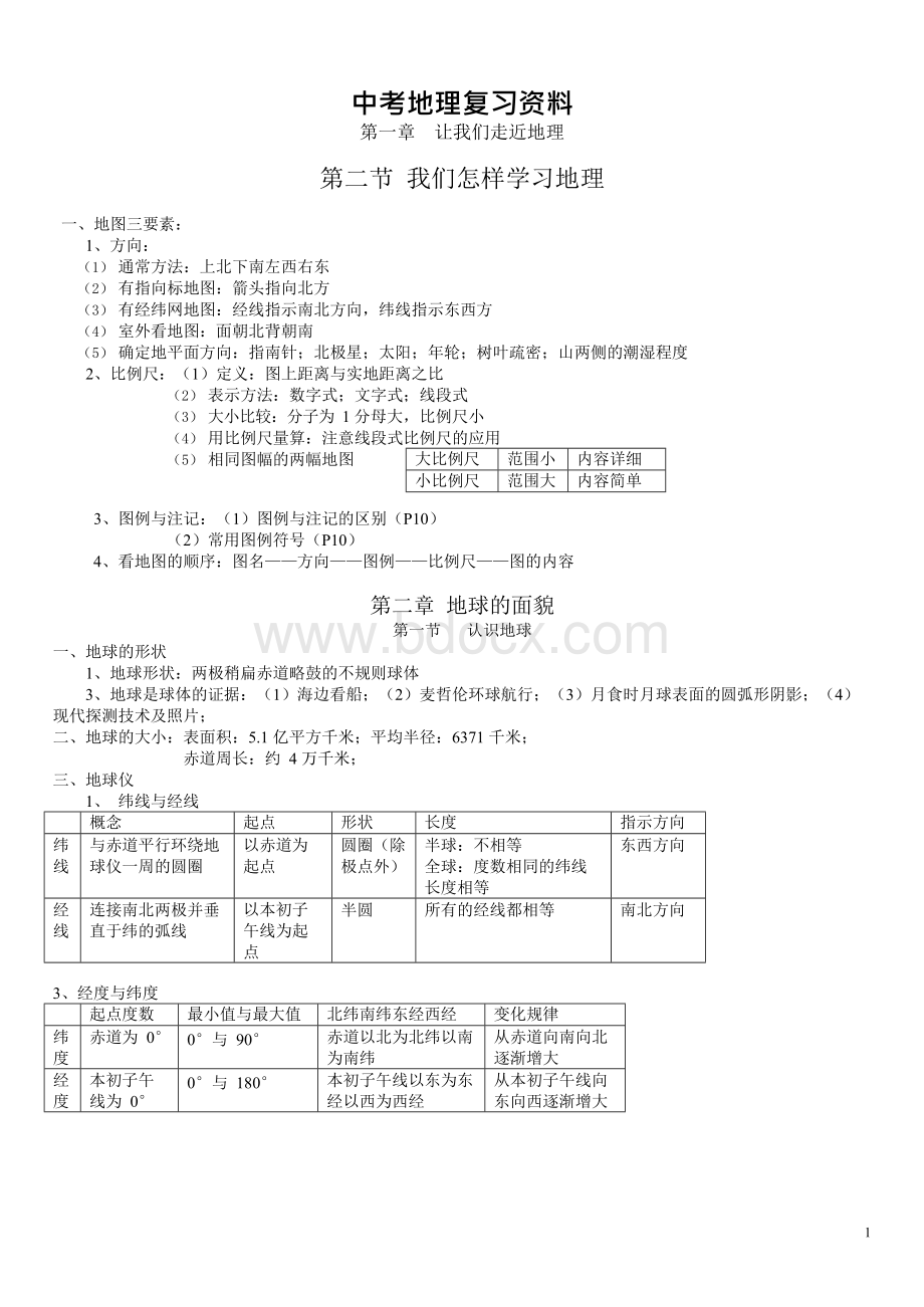 湘教版初中地理复习总结.docx_第1页