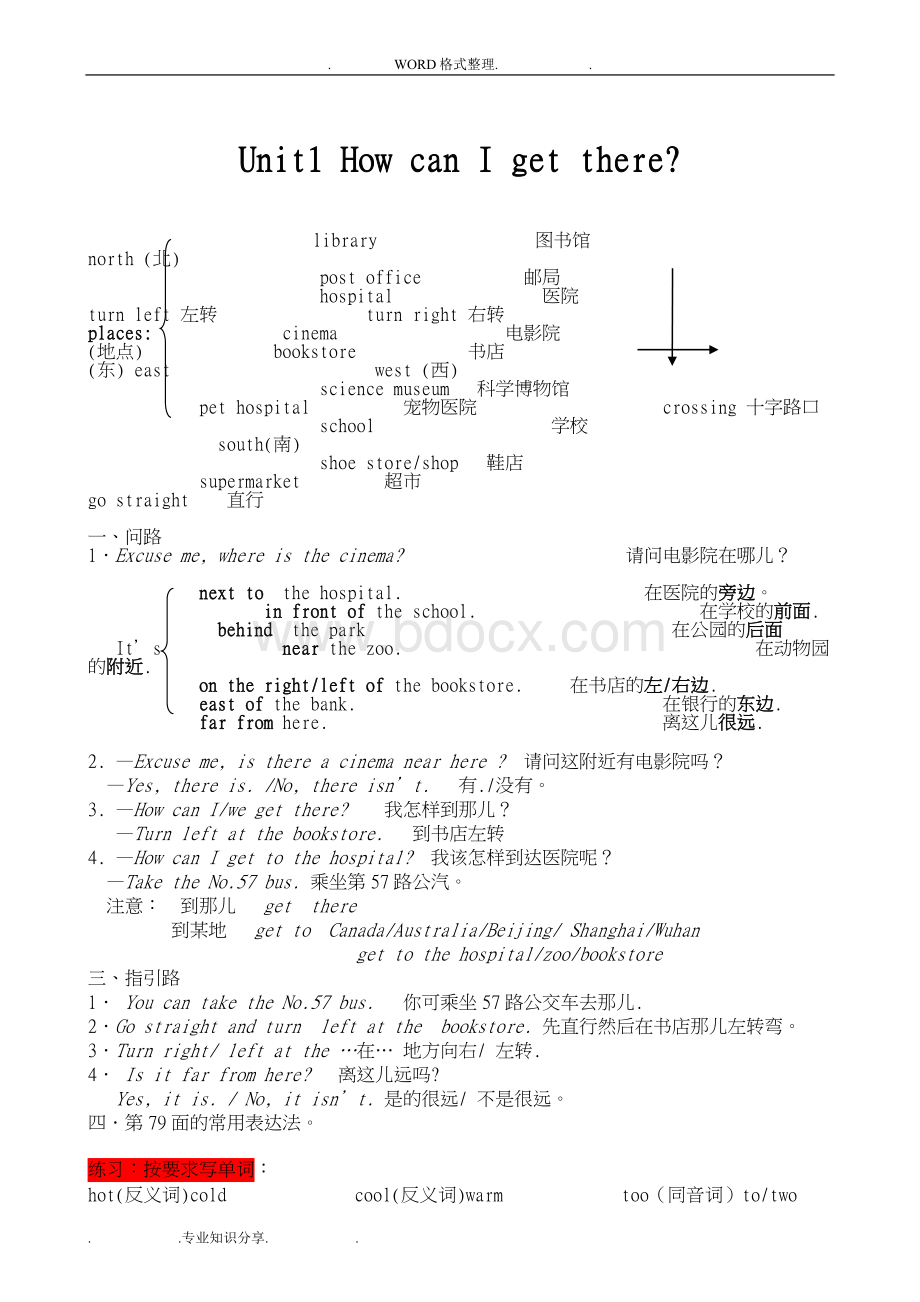 [PEP新版]六年级(上册)英语各单元知识点总结-期末复习资料全.doc_第2页