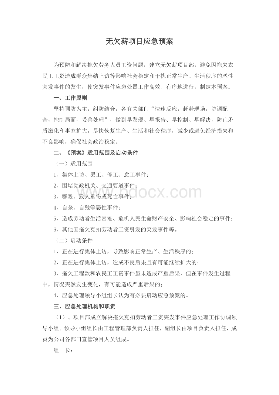 无欠薪项目应急预案.docx