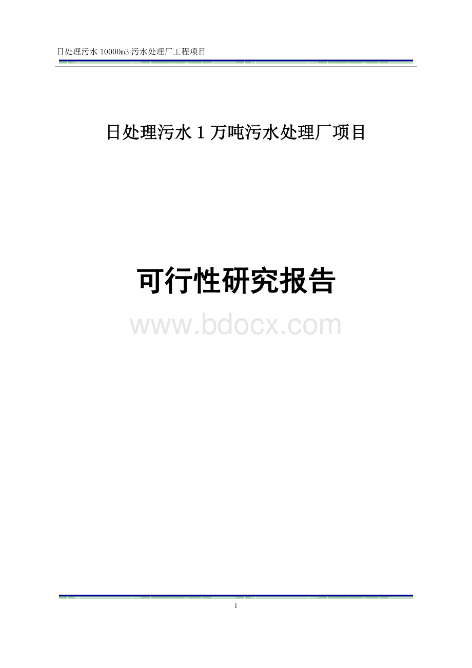 污水处理厂项目可行性研究报告文档格式.doc_第1页