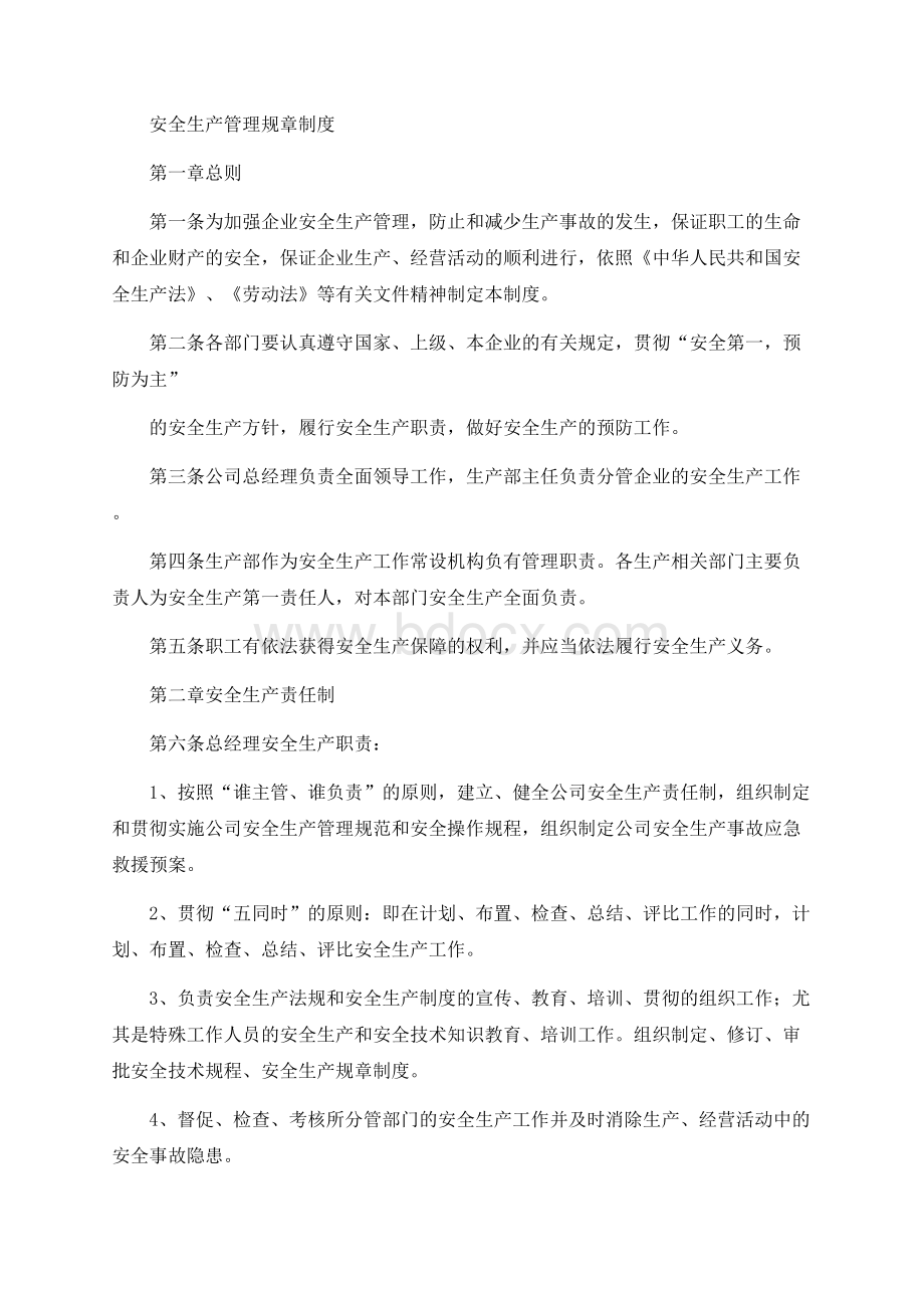 企业安全管理规章制度Word文档格式.docx