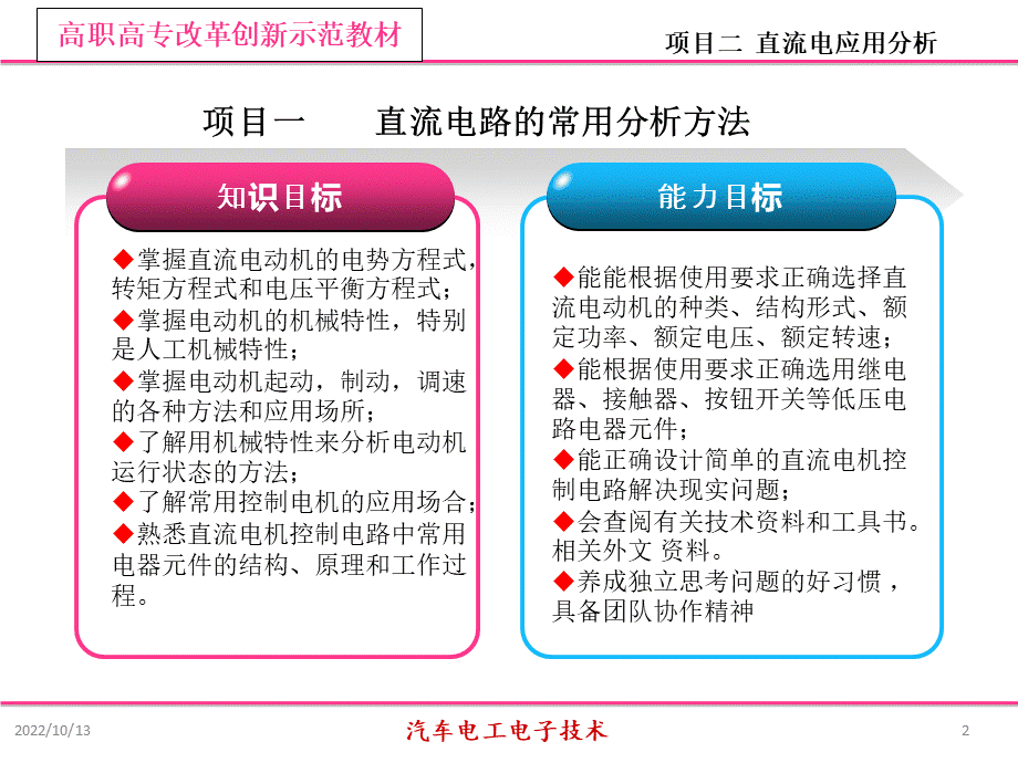 汽车电工电子技术项目二直流电应用分析.ppt_第2页