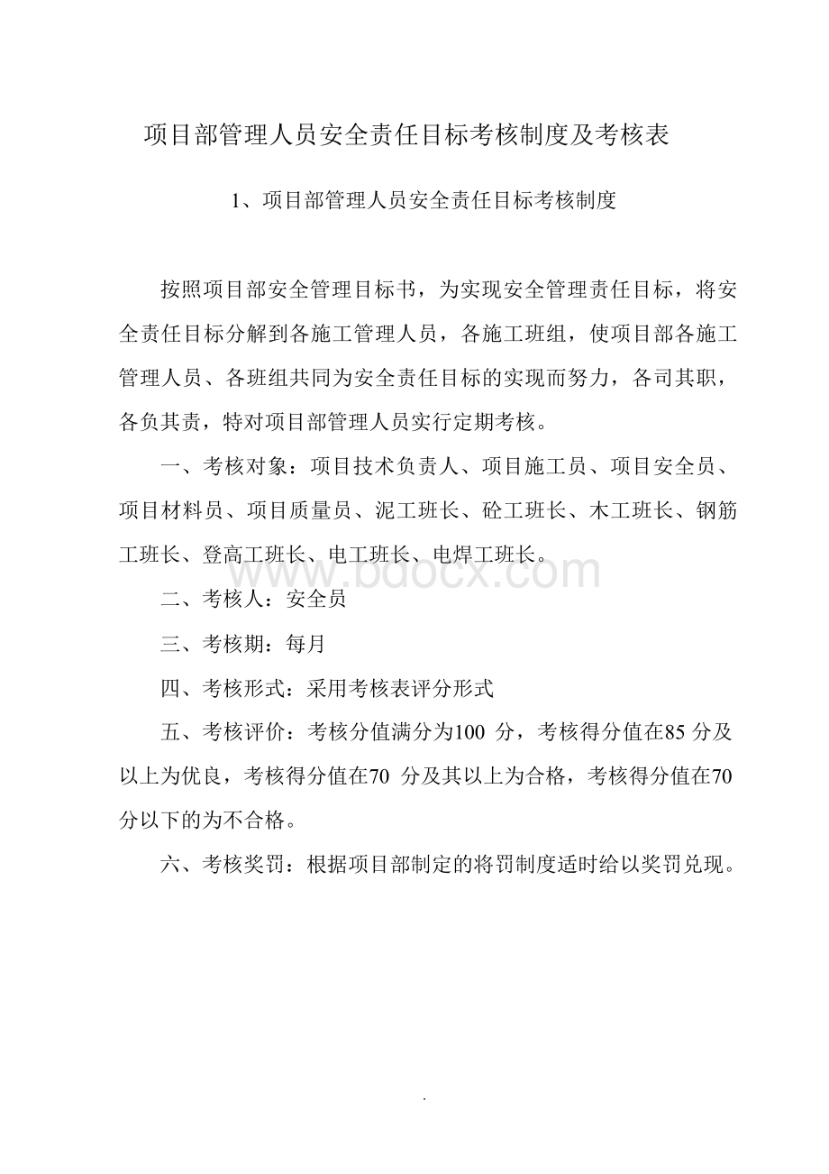 项目部安全生产和目标责任考核规定及记录.docx