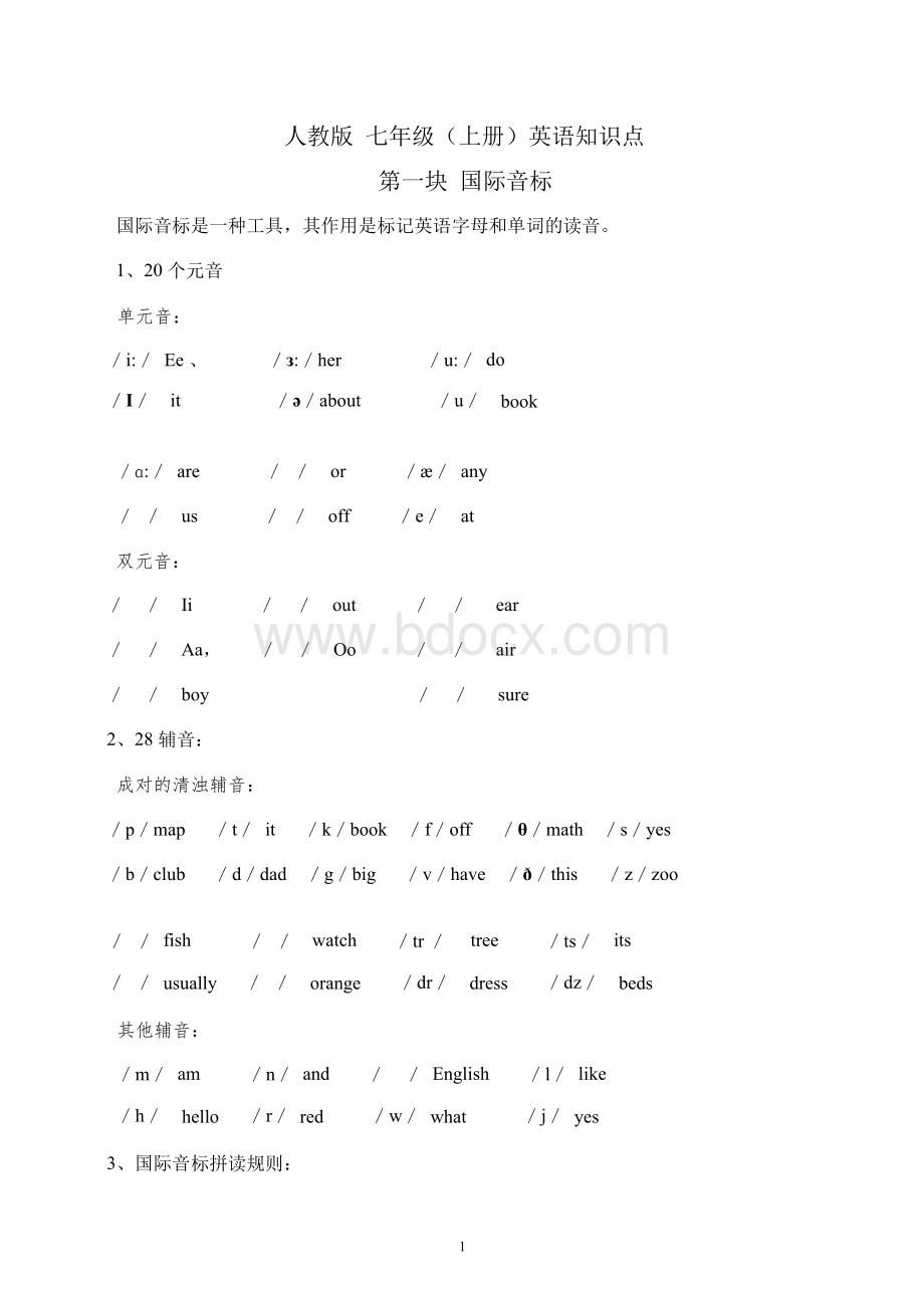 (新)人教版七年级英语上册知识点总结(精华版).docx_第1页