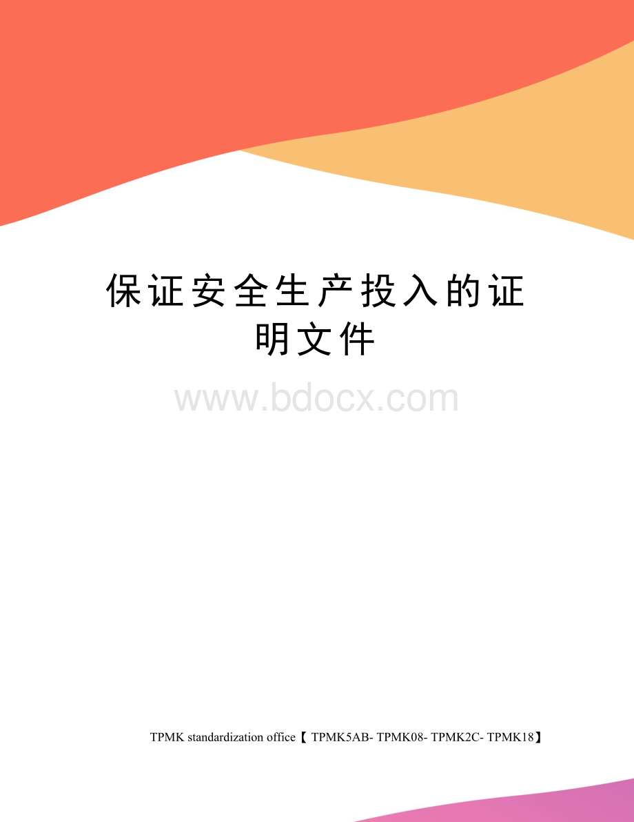 保证安全生产投入的证明文件.docx