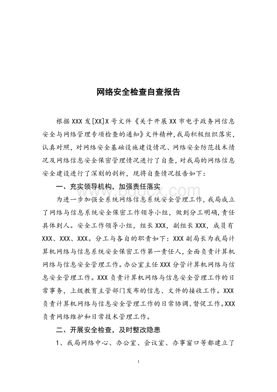 网络安全检查自查报告.doc_第1页