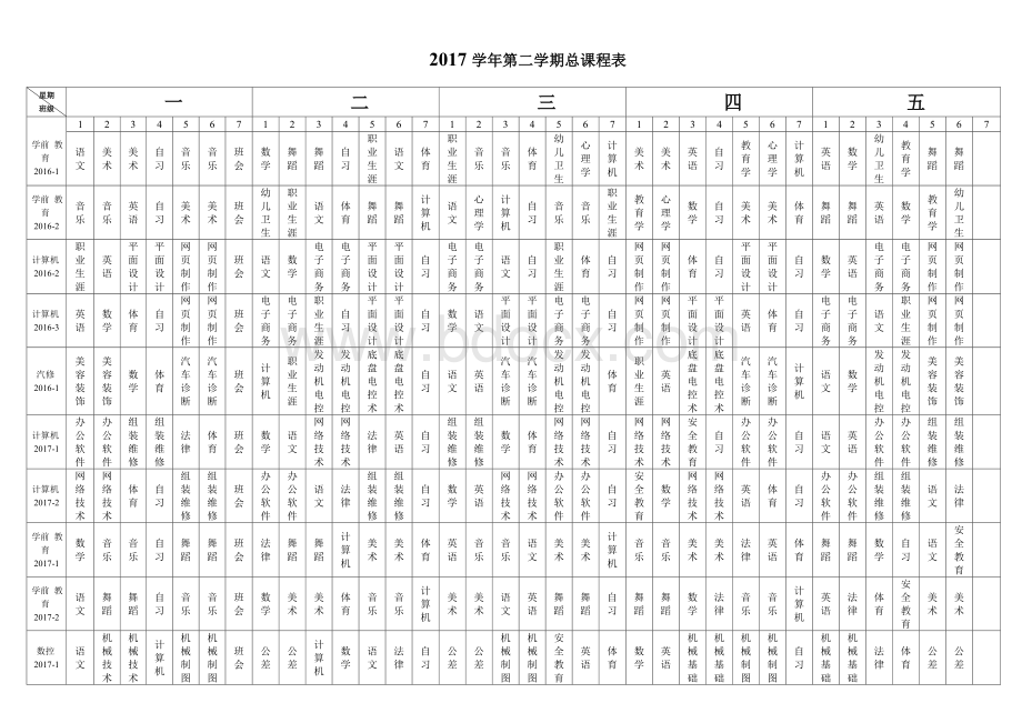 职教中心总课程表.doc_第1页