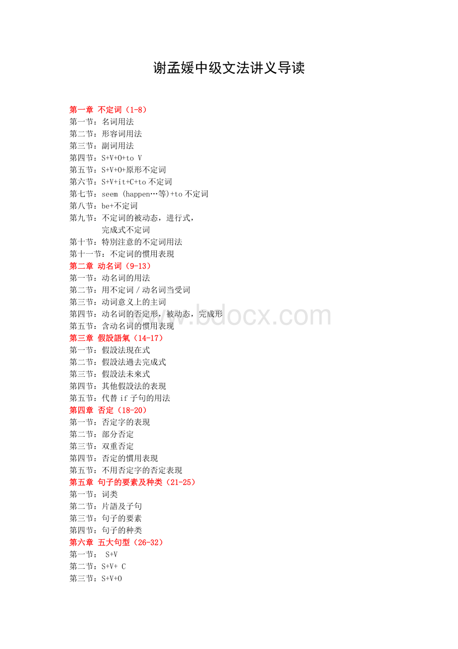 谢孟媛中级英文文法讲义全整理版可直接打印Word格式.docx_第1页