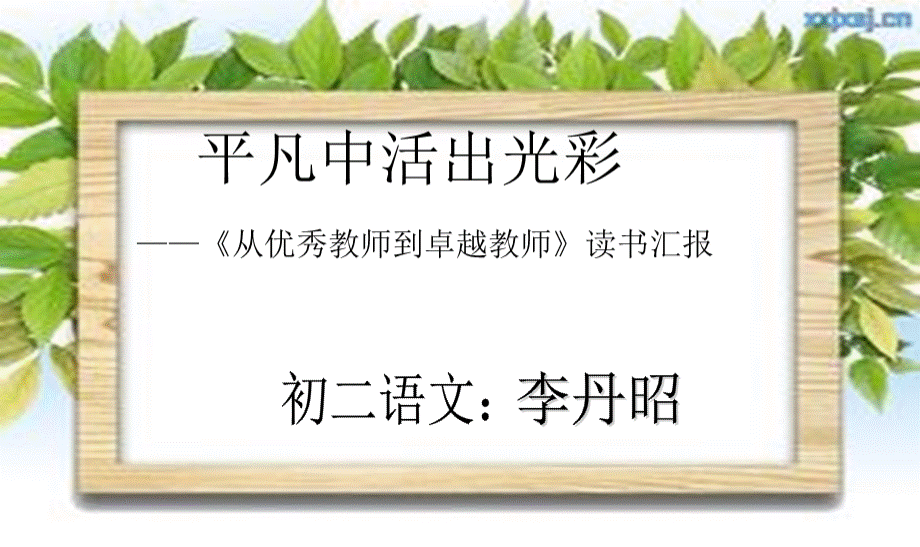 《从优秀教师到卓越教师》读书汇报优质PPT.ppt_第1页