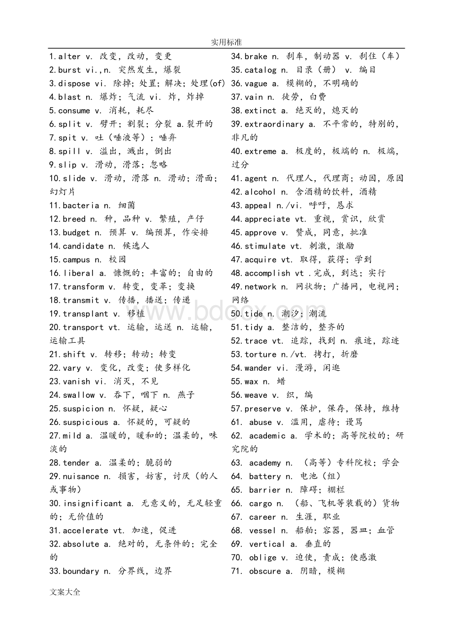 英语四级核心高频词汇表.doc