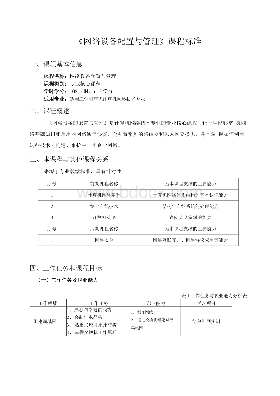 网络设备配置与管理课程标准.docx_第2页