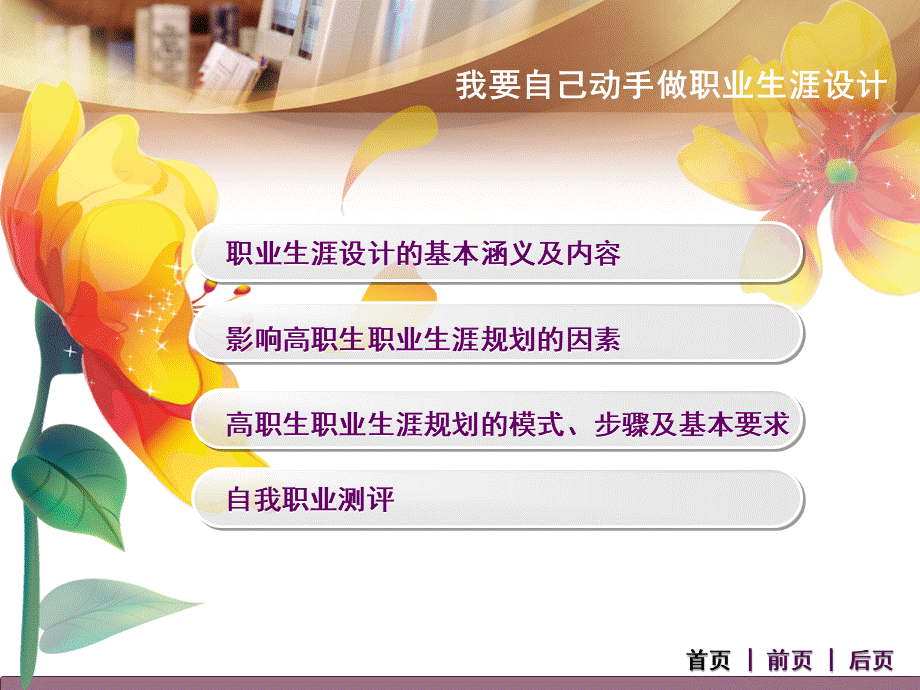 高职生职业生涯规划与就业创业指导06我要自己动手做职业生涯设计.ppt_第3页