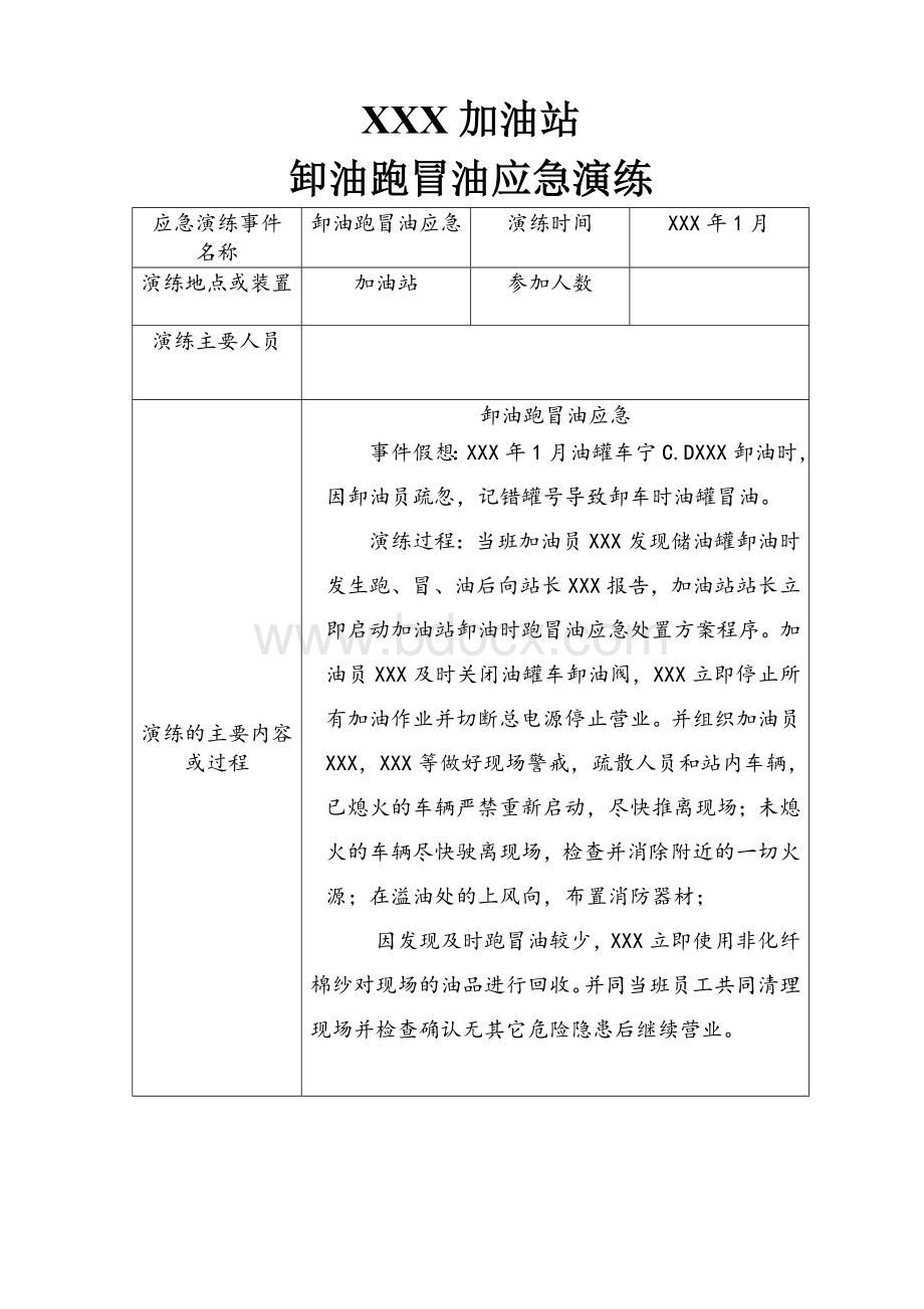 加油站应急演练汇编Word格式文档下载.doc