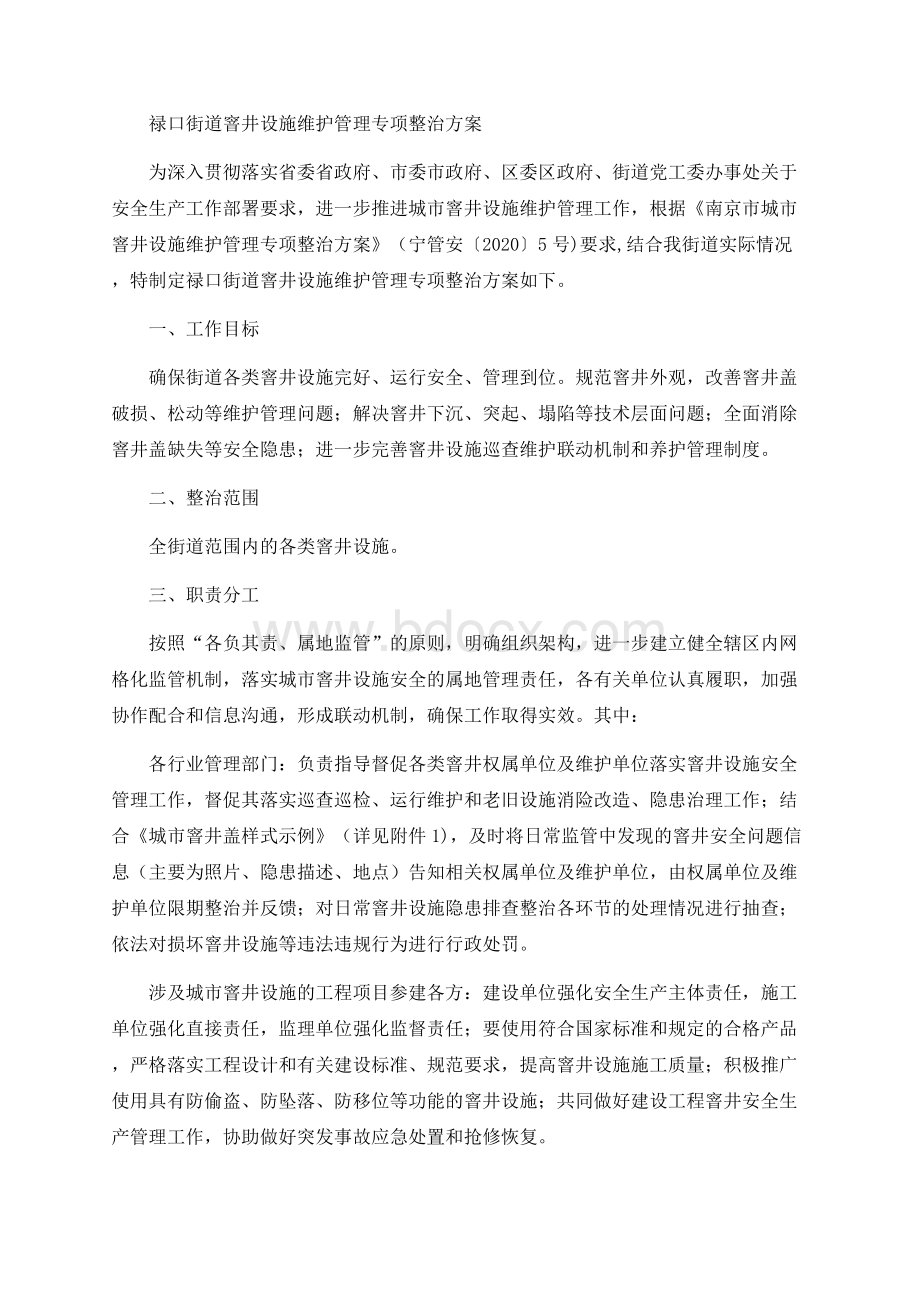 禄口街道窨井设施维护管理专项整治方案.docx