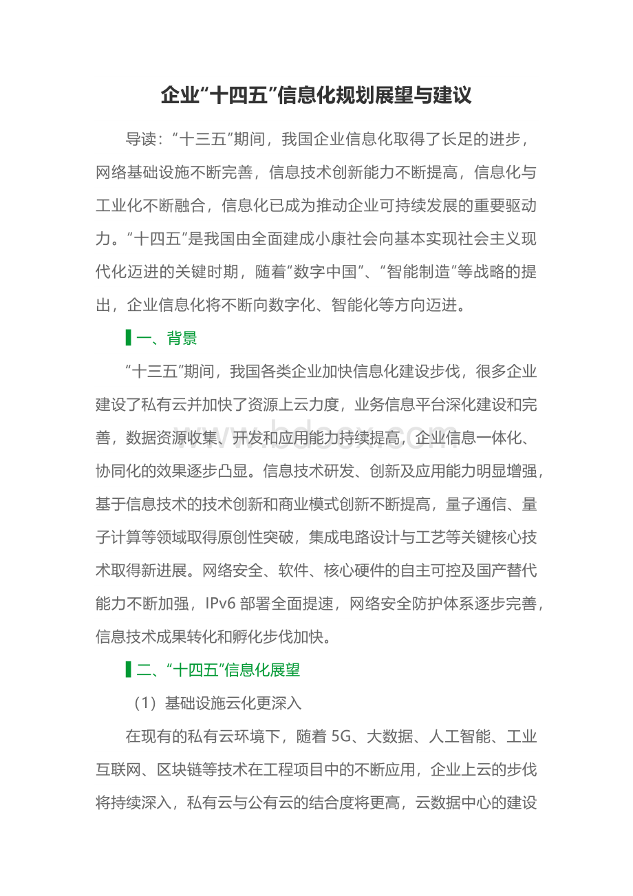 企业“十四五”信息化规划展望与建议.docx