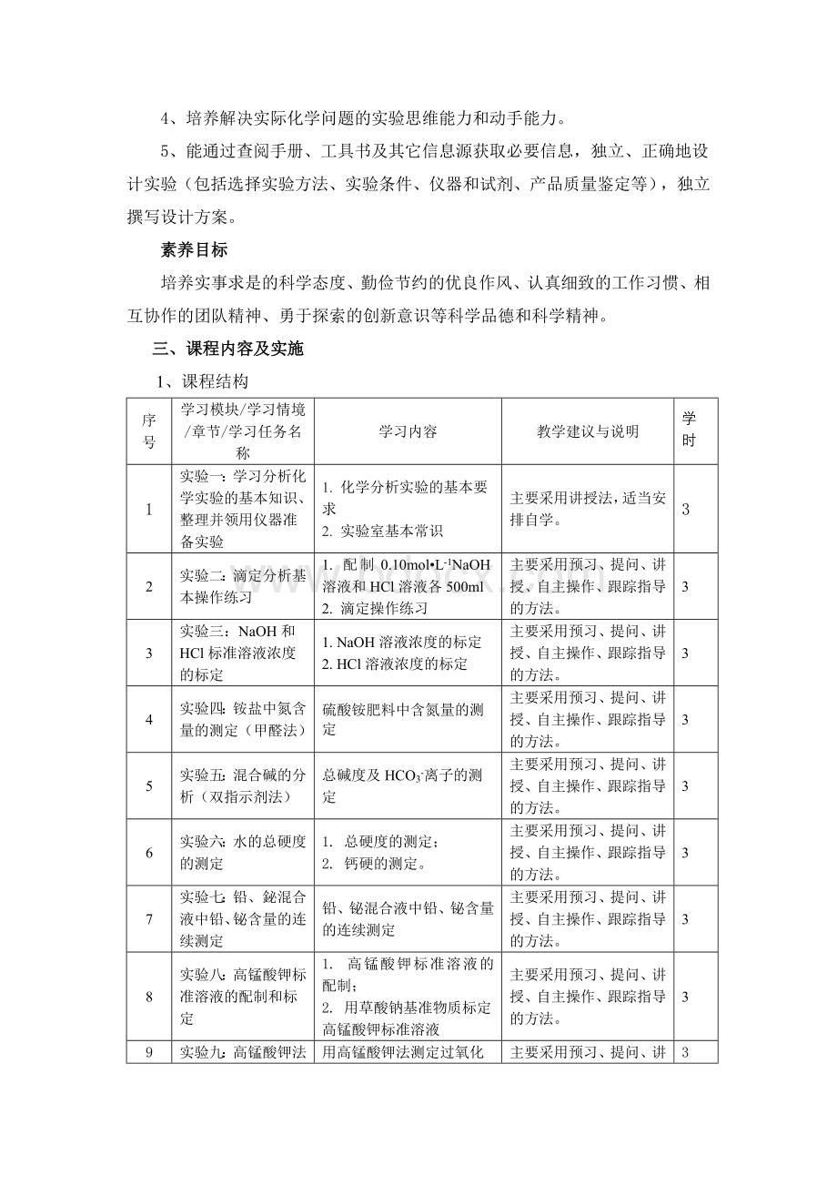 化学专业分析化学实验课课程标准Word下载.doc_第3页