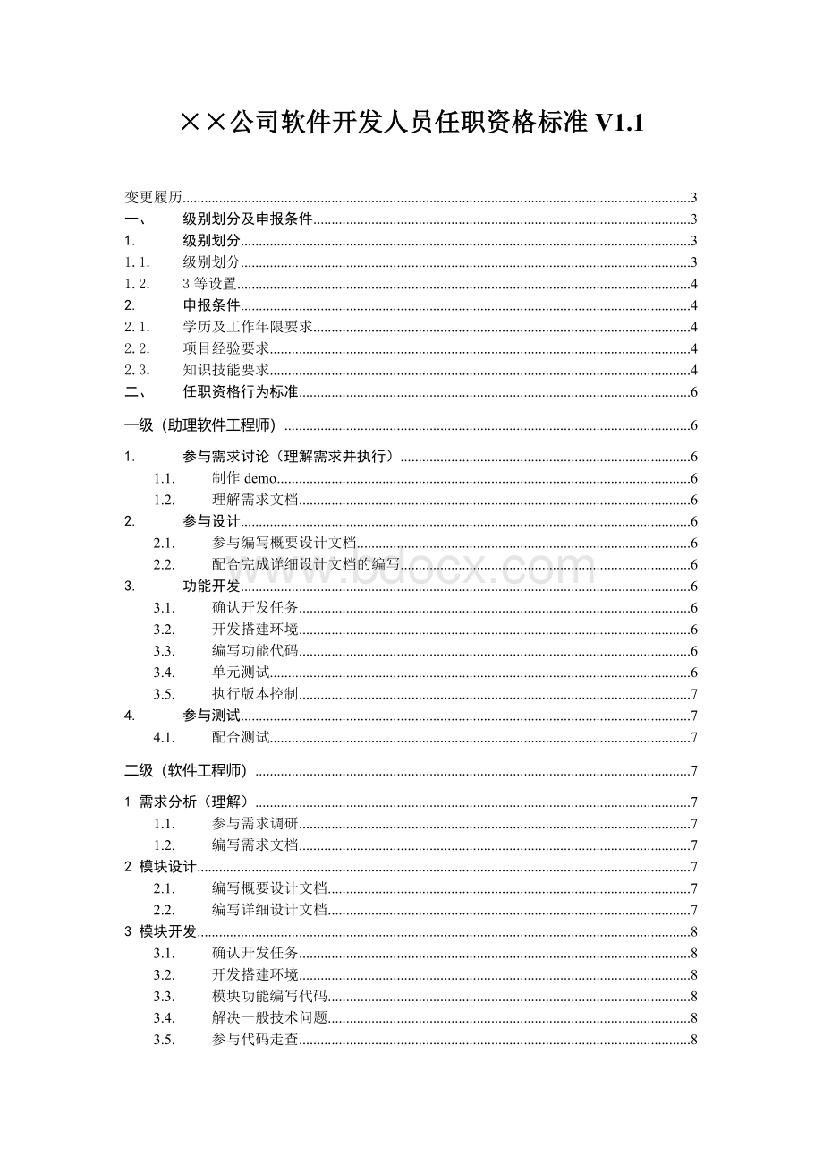 软件开发人员任职资格标准Word文档下载推荐.doc_第1页