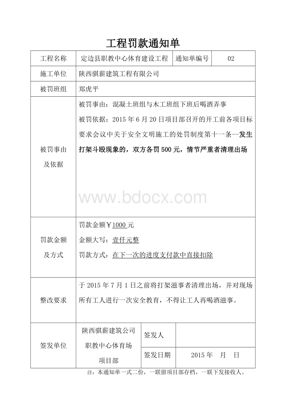 项目部罚款通知单.doc_第2页