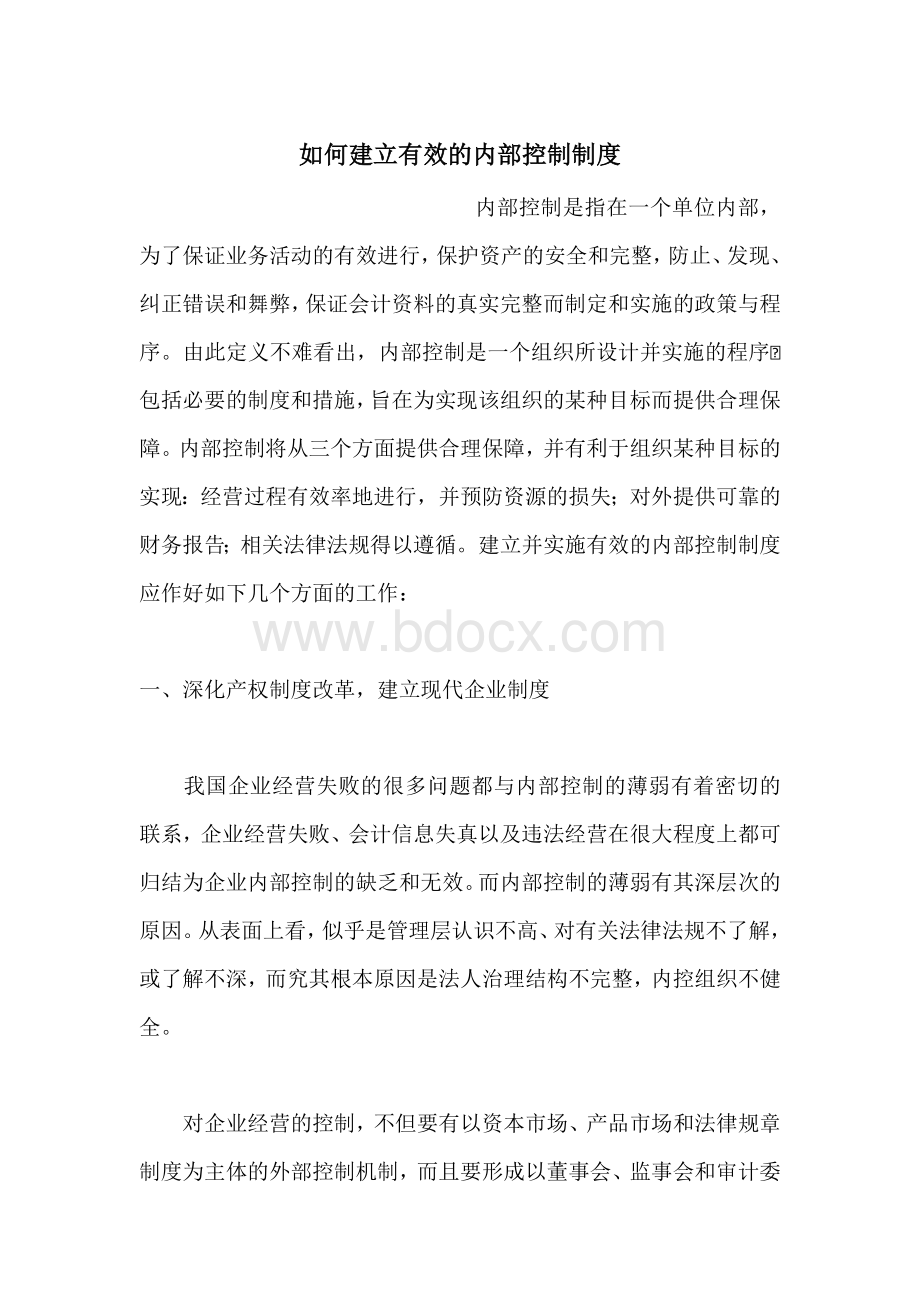 如何建立有效的内部控制制度Word文档格式.docx