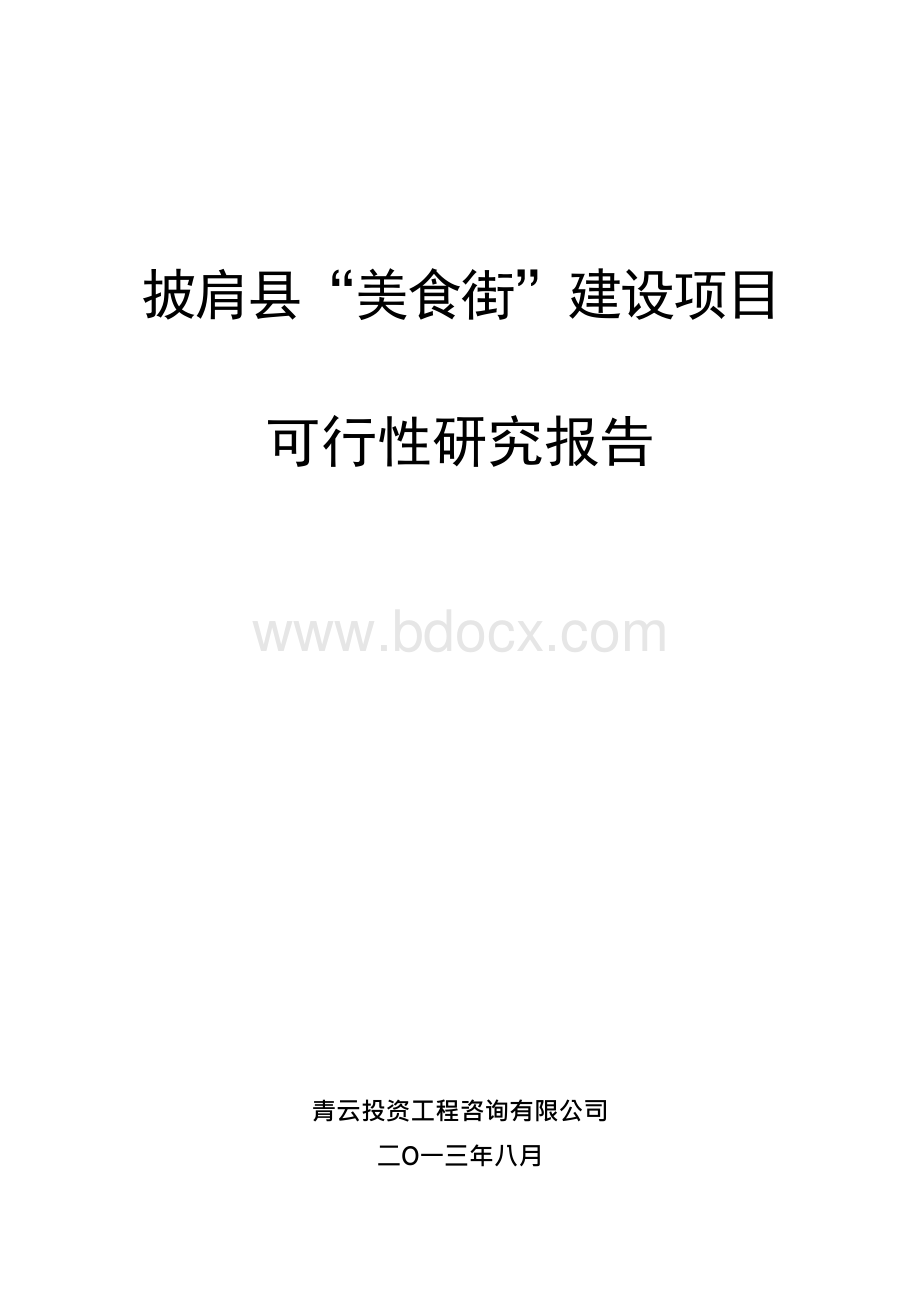 某某县美食街建设项目可行性研究报告文档格式.docx