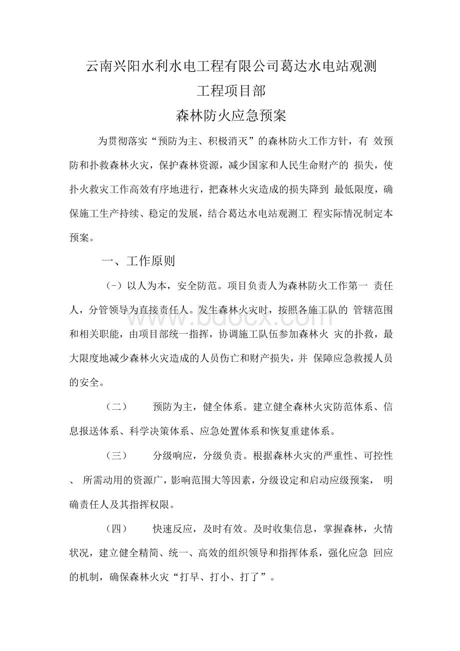 工程项目部森林防火应急预案Word文档下载推荐.docx