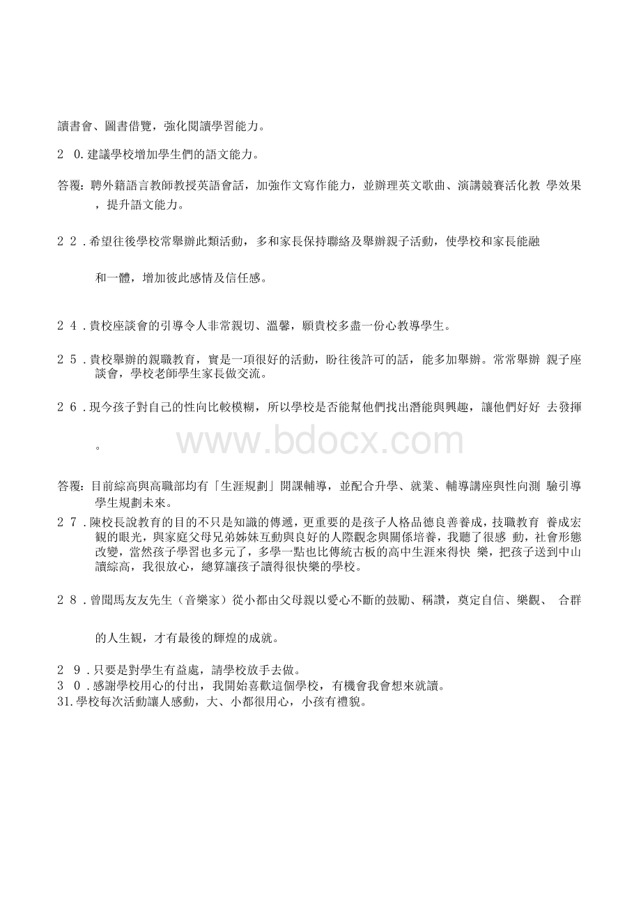 论文—九十一学年度亲职教育座谈会家长建议问题回应统整Word格式文档下载.docx_第3页