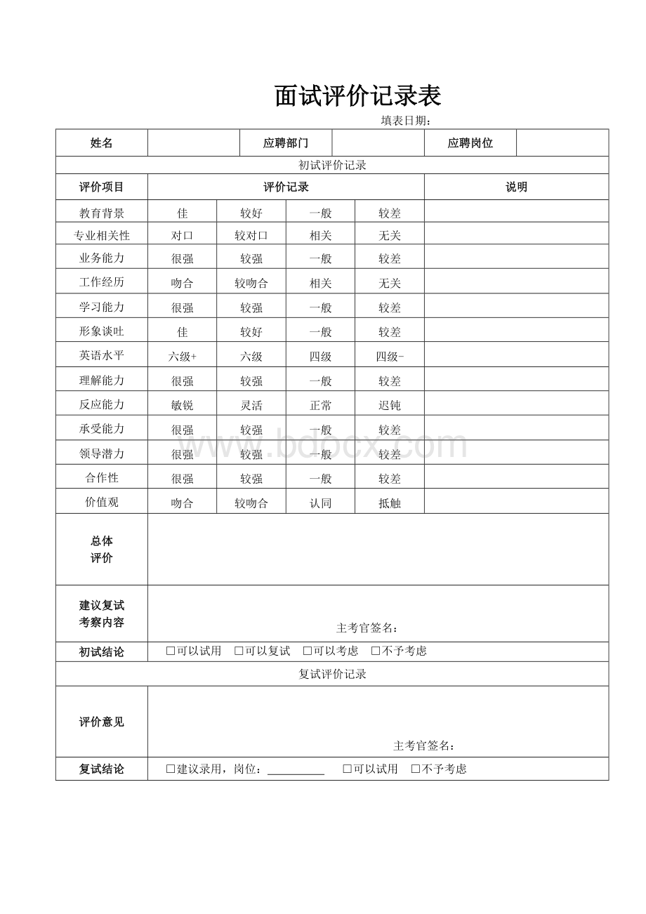 公司面试评价表.doc_第3页