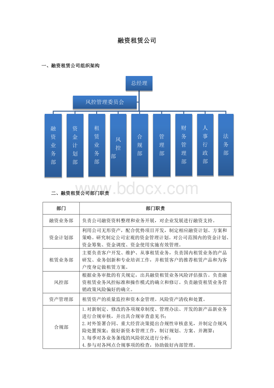 融资租赁公司组织架构.docx_第1页