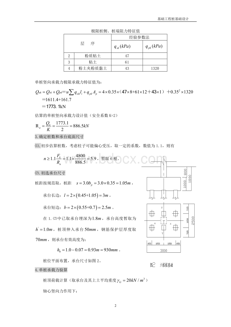 基础工程课程设计桩基础设计计算书Word文档格式.doc_第3页