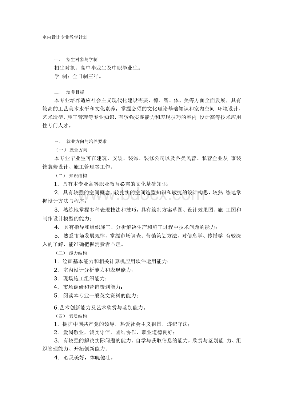 室内设计专业教学计划Word格式文档下载.docx_第2页