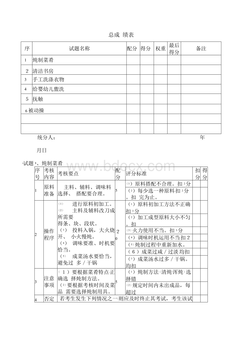 家政实操试卷文档格式.docx