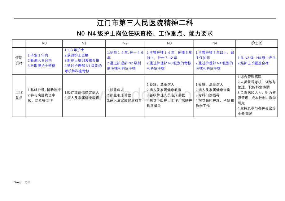 N0-N4护士分级Word文件下载.doc