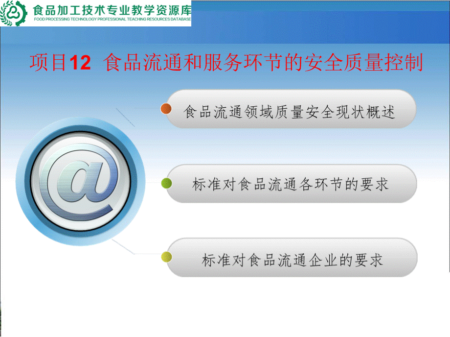 项目12食品流通和服务环节的安全质量控制.pptx_第1页