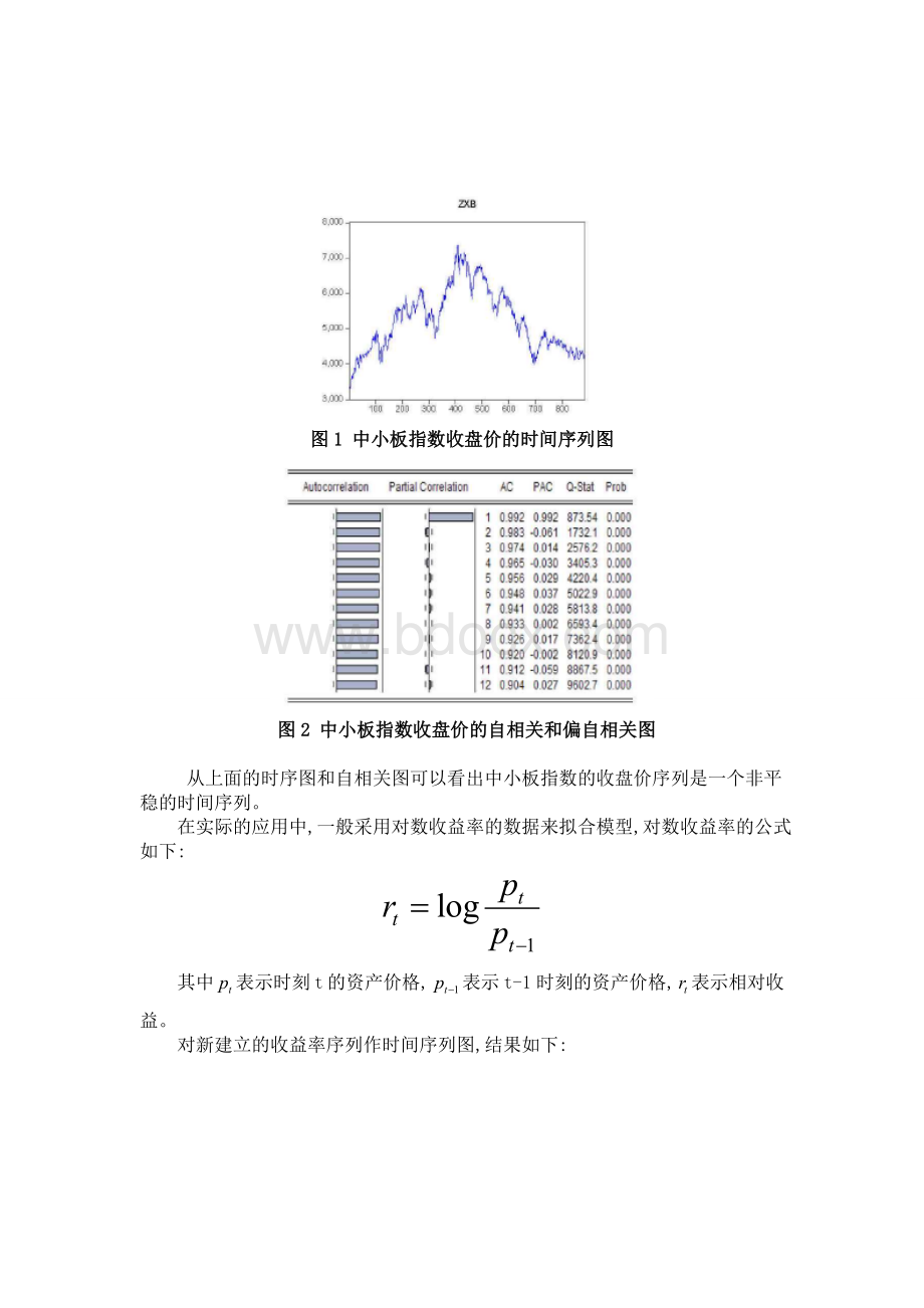 非线性时间序列 期末论文 ARCH 模型的股票价格分析和预测Word格式文档下载.doc_第3页