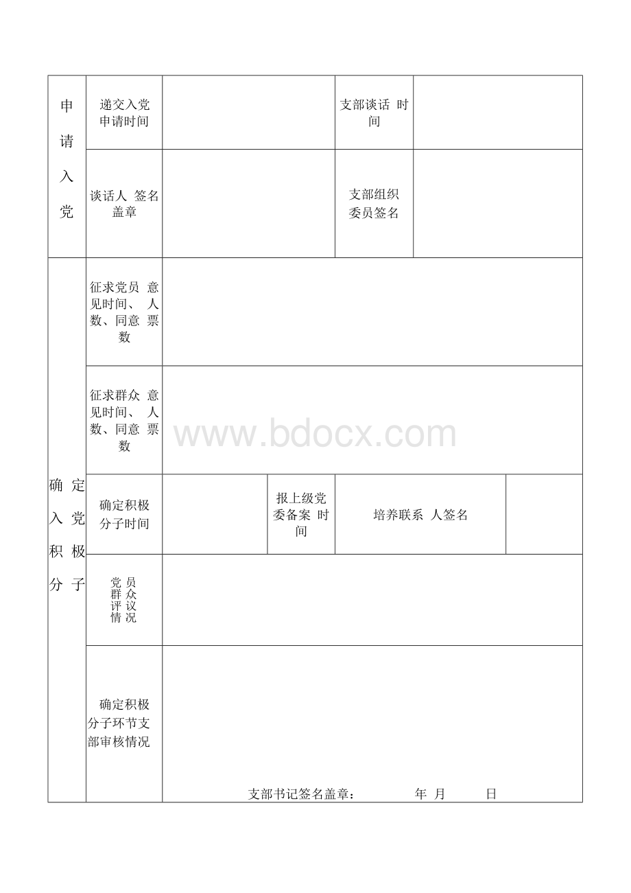 发展党员工作全程记实表Word文档下载推荐.docx_第3页